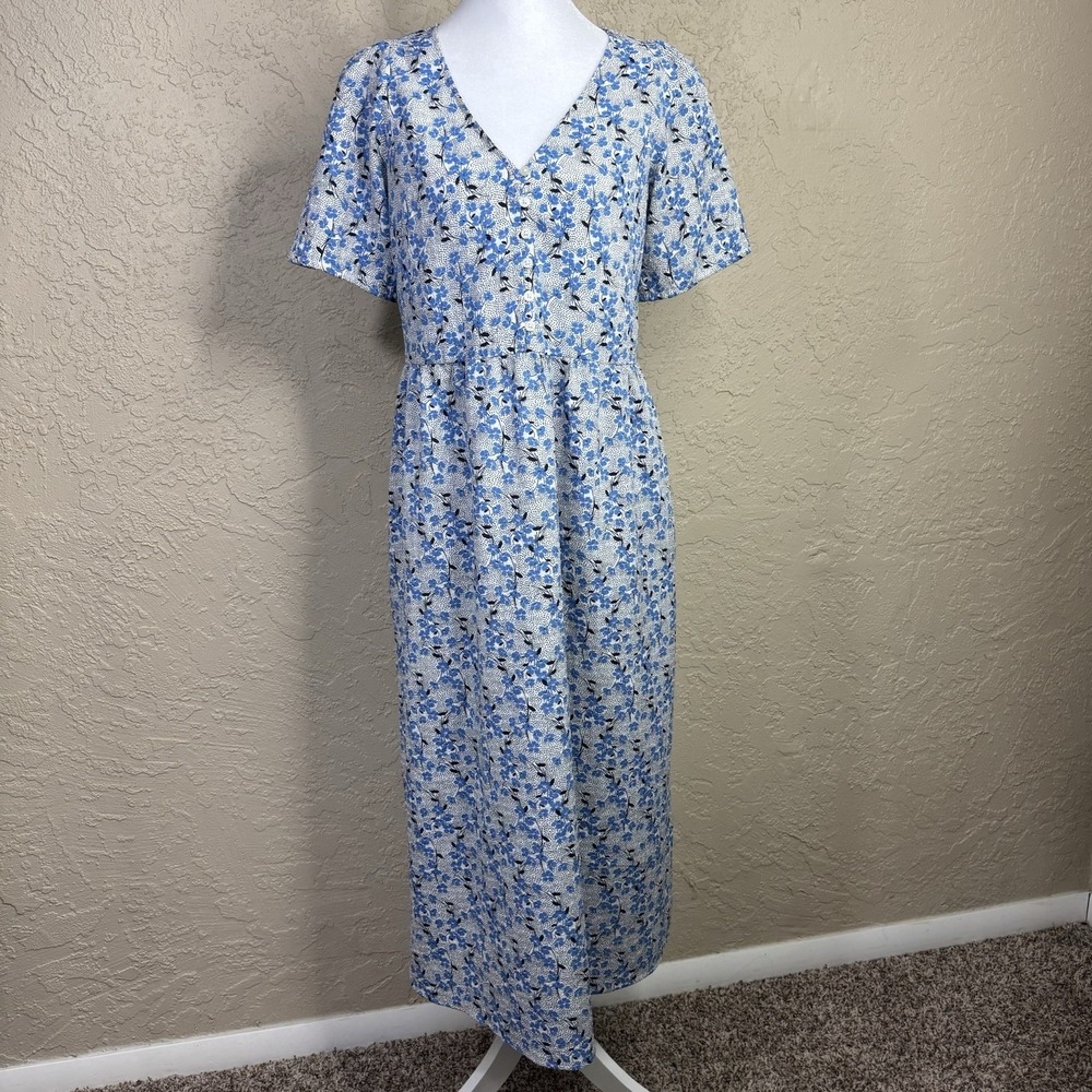 Loft Ditsy‎ Floral Midi Dress Womens XS Cottagecore Button Down Prairie Modest